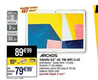 Cora x Carrefour Tablette 9.6 offre