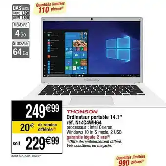 Cora x Carrefour Ordinateur Portable 14.1 offre