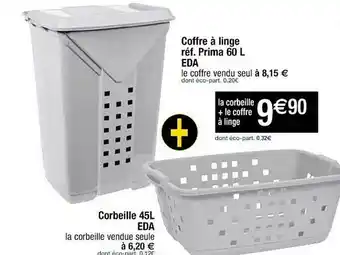 Cora x Carrefour Coffre à Linge Réf. Prima 60 L Eda, Corbeille 45l Eda offre