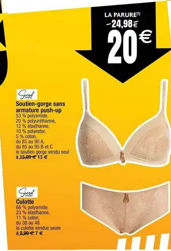 Cora x Carrefour Soutien-gorge Sans Armature Push-up, Culotte offre