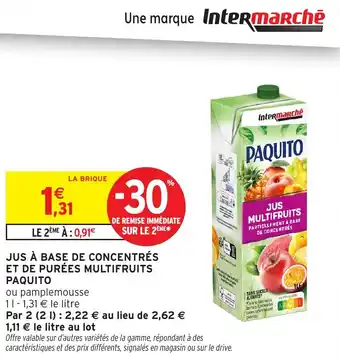 Intermarché Jus à base de concentrés et de purées multifruits paquito offre