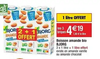Cora x Carrefour Boisson Amande Bio Bjorg offre