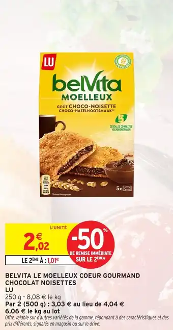 Intermarché Belvita le moelleux coeur gourmand chocolat noisettes lu offre