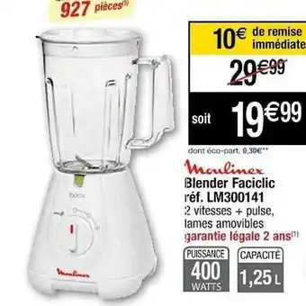 Cora x Carrefour Blender Faciclic Moulinex offre