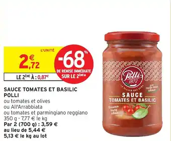 Intermarché Sauce tomates et basilic polli offre