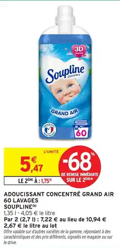 Intermarché Adoucissant concentré grand air 60 lavages soupline offre