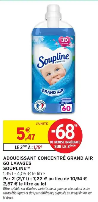 Intermarché Adoucissant concentré grand air 60 lavages soupline offre