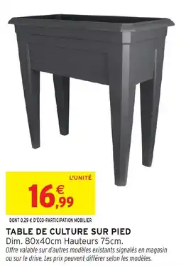 Intermarché Table de culture sur pied offre