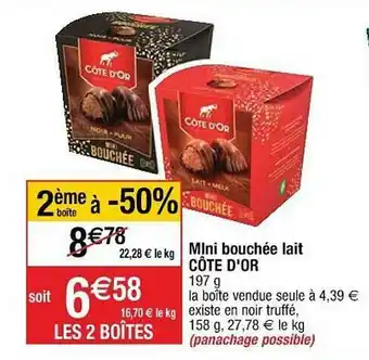 Cora x Carrefour Mini Bouchée Lait Côte D'or offre