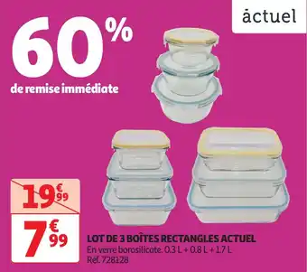 Auchan Lot de 3 boîtes rectangles actuel offre