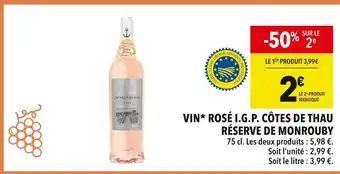 Supeco RÉSERVE DE MONROUBY Vin rosé i.g.p. Côtes de thau offre