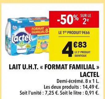 Supeco LACTEL Lait u.H.T. format familial offre