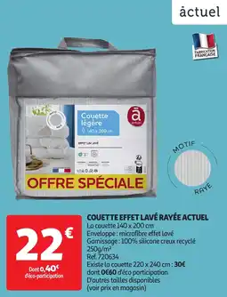 Auchan Couette effet lavé rayée actuel offre