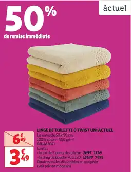 Auchan Linge de toilette o twist uni actuel offre