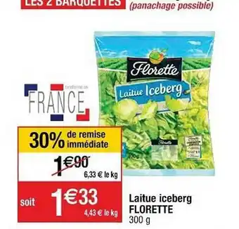 Cora x Carrefour Laitue Iceberg Florette offre