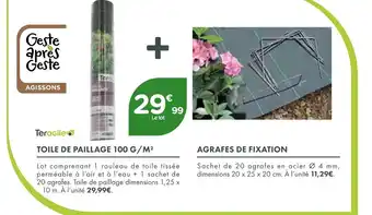 Point Vert TERAGILE Toile de paillage 100 g/m² / agrafes de fixation offre