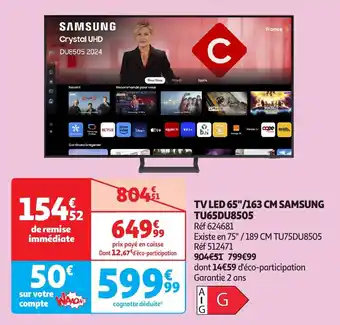 Auchan TV LED Samsung TU65DU8505 offre