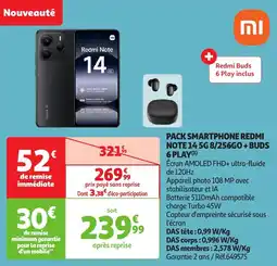 Auchan Pack smartphone redmi note 14 5G 8/256go+ buds 6 play offre