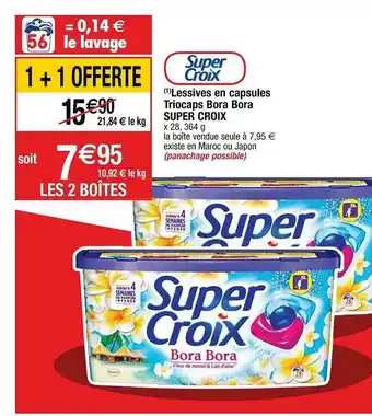 Cora x Carrefour Lessives En Capsules Triocaps Bora Bora Super Croix offre
