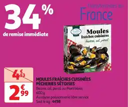 Auchan Moules fraîches cuisinées pêcheries sétoises offre