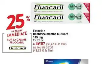 Cora x Carrefour La Gamme Fluocaril : Dentifrice Menthe Bi-fluoré 145 Mg offre