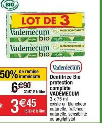 Cora x Carrefour Dentifrice Bio Protection Complète Vademecum offre