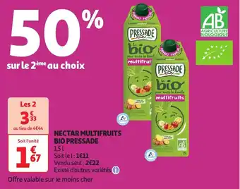 Auchan Nectar multifruits bio pressade offre