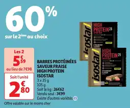 Auchan Barres protéinées saveur fraise high protein isostar offre