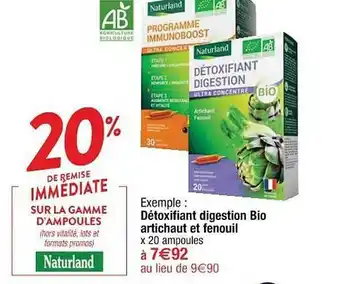 Cora x Carrefour Détoxifiant Digestion Bio Artichaut Et Fenouil Naturland offre
