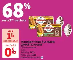 Auchan Tartines p'tit dej à la farine complete jacquet offre