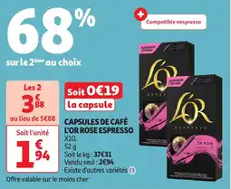 Auchan Capsules de café l'or rose espresso offre