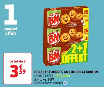 Auchan Biscuits fourrés au chocolat mini bn offre