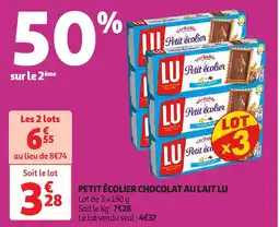 Auchan Petit écolier chocolat au lait lu offre