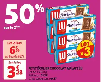 Auchan Petit écolier chocolat au lait lu offre