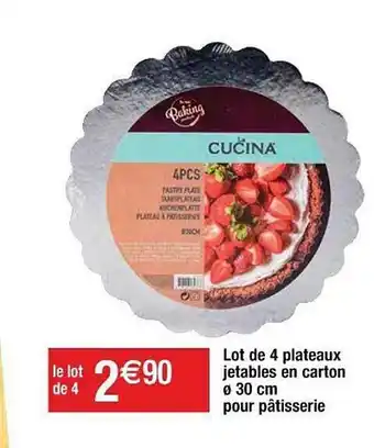 Cora x Carrefour Lot De 4 Plateaux Jetables En Carton ø30 Cm Pour Pâtisserie offre