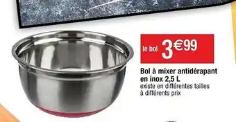 Cora x Carrefour Bol à Mixer Antidérapant En Inox 2,5 L offre