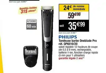 Cora x Carrefour Tondeuse Barbe Oneblade Pro Philips offre