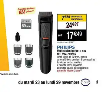 Cora x Carrefour Multistyles Barbe + Nez Philips offre
