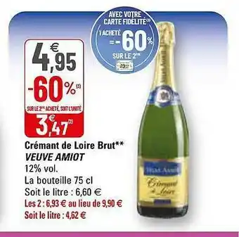 G20 Crémant De Loire Brut Veuve Amiot offre