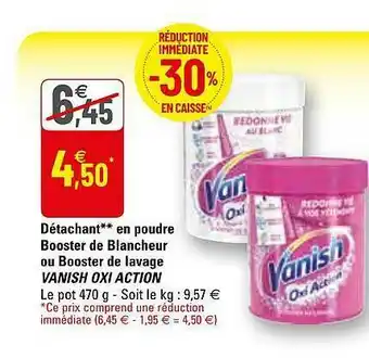 G20 Détachant En Poudre Booster De Blancheur Ou Booster De Lavage Vanish Oxi Action offre