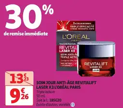 Auchan Soin jour anti-âge revitalift laser x3 l'oréal paris offre