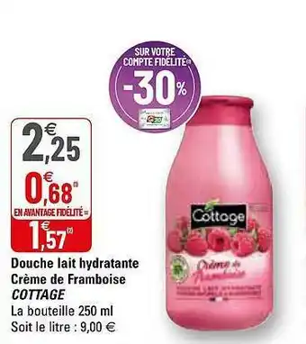 G20 Douche Lait Hydratante Crème De Framboise Cottage offre