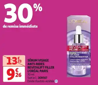 Auchan Sérum visage anti-rides revitalift filler l'oréal paris offre