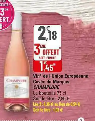 G20 Vin De L'union Européenne Cuvée Du Marquis Champlure offre