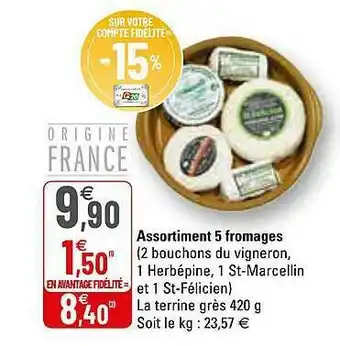 G20 Assortiment 5 Fromages offre