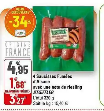 G20 4 Saucisses Fumées D'alsace Avec Une Note De Riesling Stoeffler offre