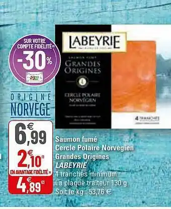 G20 Saumon Fumé Cercle Polaire Norvégien Grandes Origines Labeyrie offre