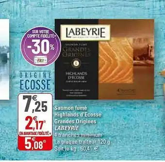 G20 Saumon Fumé Highlands D'écosse Grandes Origines Labeyrie offre