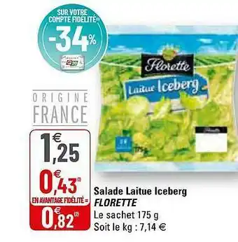 G20 Salade Laitue Iceberg Florette offre