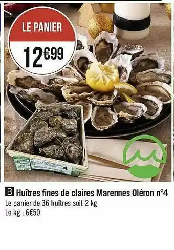 Huîtres Fines De Claires Marennes Oléron N°4